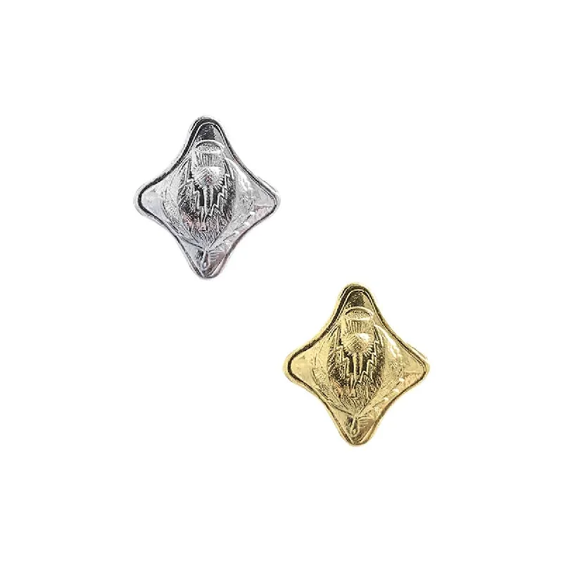 Instant Discount Thistle Flower Buttons Diamond Shape 12 Pieces