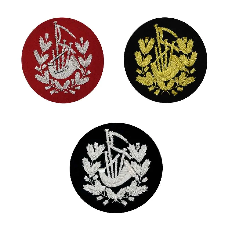 Instant Discount Pipe Major Badge Gold or Silver Bullion Hand Embroidered