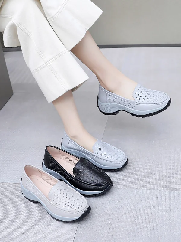 Reduced Prices Women Summer Casual Leather Cutout Platform Shoes SC1039