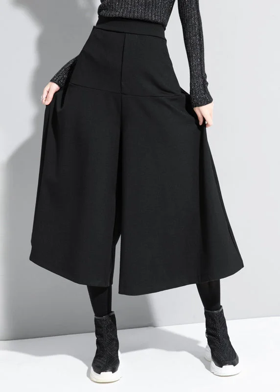 Weekend Deal Loose Black High Waist Crop Pants Skirt Spring RZ003