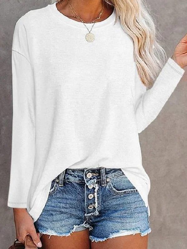 Lowest Price Loosen Plain Casual T-Shirt  QH92