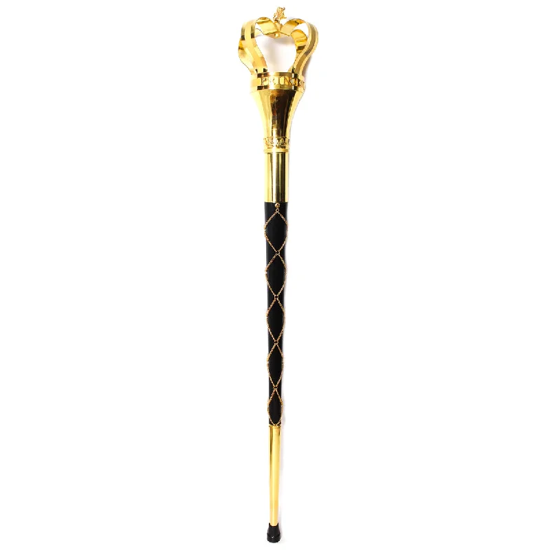 Today's Special Big Crown Mace Gold Plated Black Shaft 3 Parts 60 Inches