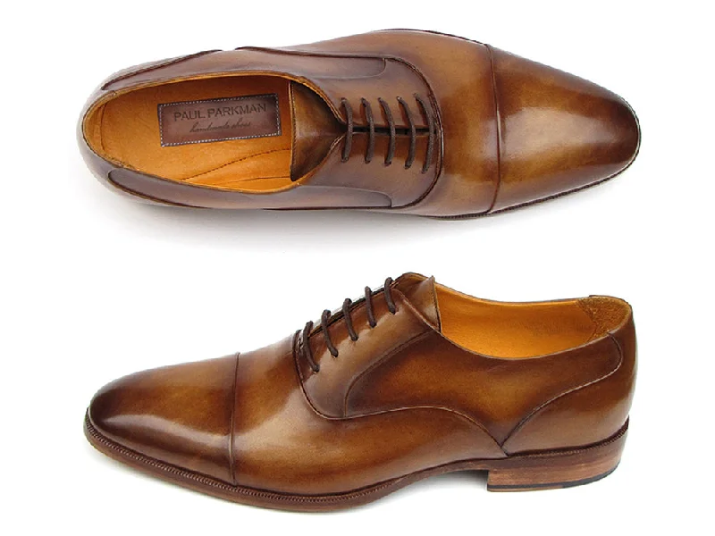 Price Cut Paul Parkman Men's Captoe Oxfords Brown Leather Shoes (Id#074)
