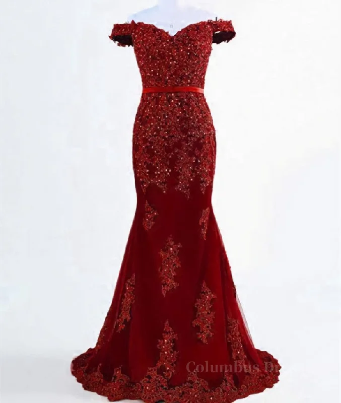 Low Prices A Line Off Shoulder Burgundy Lace Corset Prom Dresses, Burgundy Lace Corset Formal Dresses, Corset Bridesmaid Dresses outfit Low Prices A Line Off Shoulder Burgundy Lace Corset Prom Dresses, Burgundy Lace Corset Formal Dresses, Corset Bridesmaid Dresses outfit