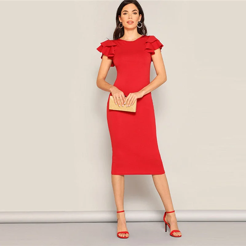 Overstock Sale Women's Summer O-Neck Sleeveless Sheath Midi Dress