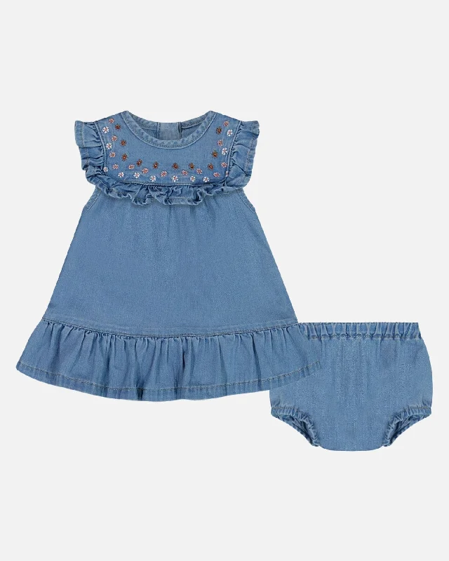 Unbeatable Prices Light Soft Denim Dress And Bloomer Set