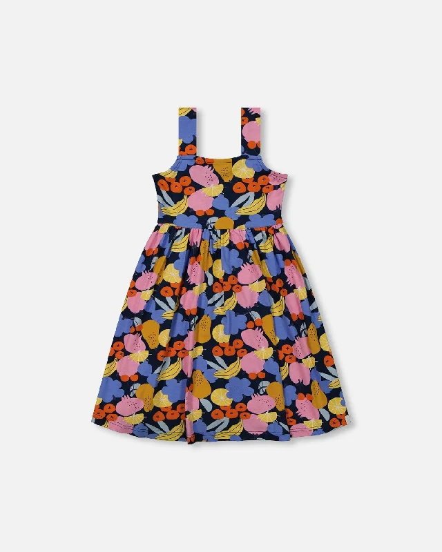 Price Buster Printed Sleeveless Dress Multicolored