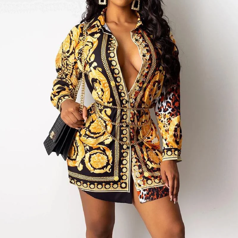 Great Bargains Women's Autumn Long Sleeve Printed Dress