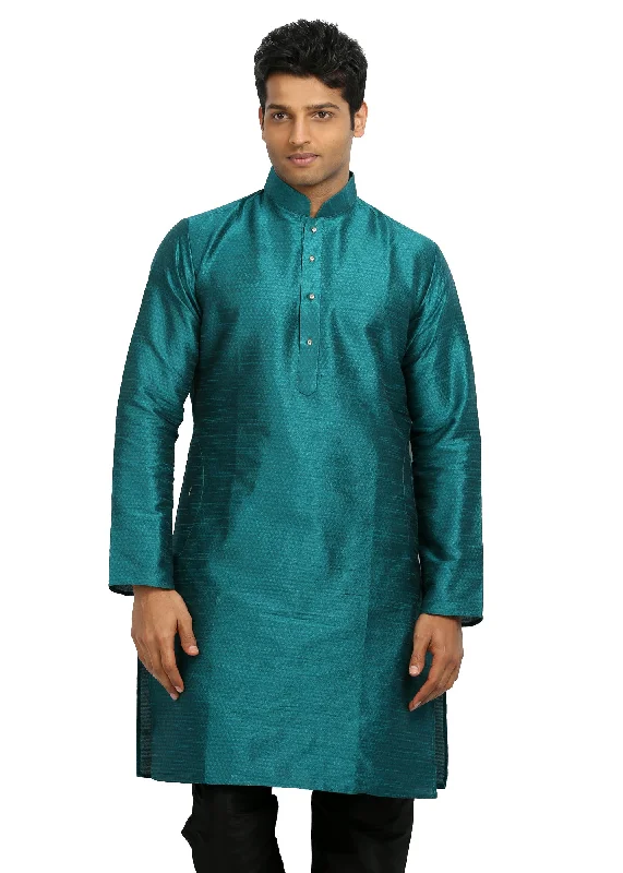 Sneak Peek Sale Teal Silk Pathani Kurta for Men