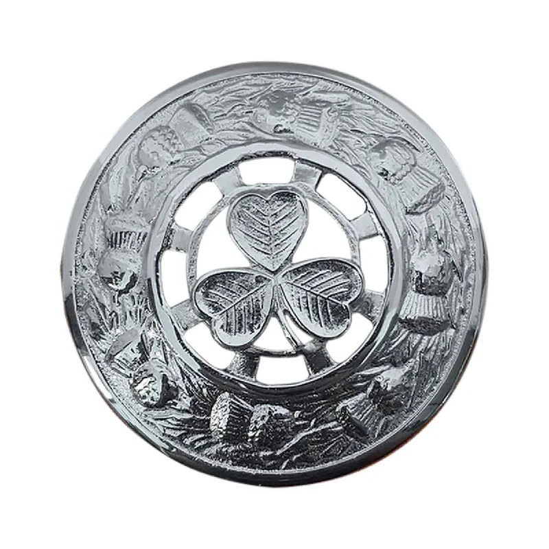 Online Exclusive Plaid Brooch Irish Shamrock Round Thistle Flower