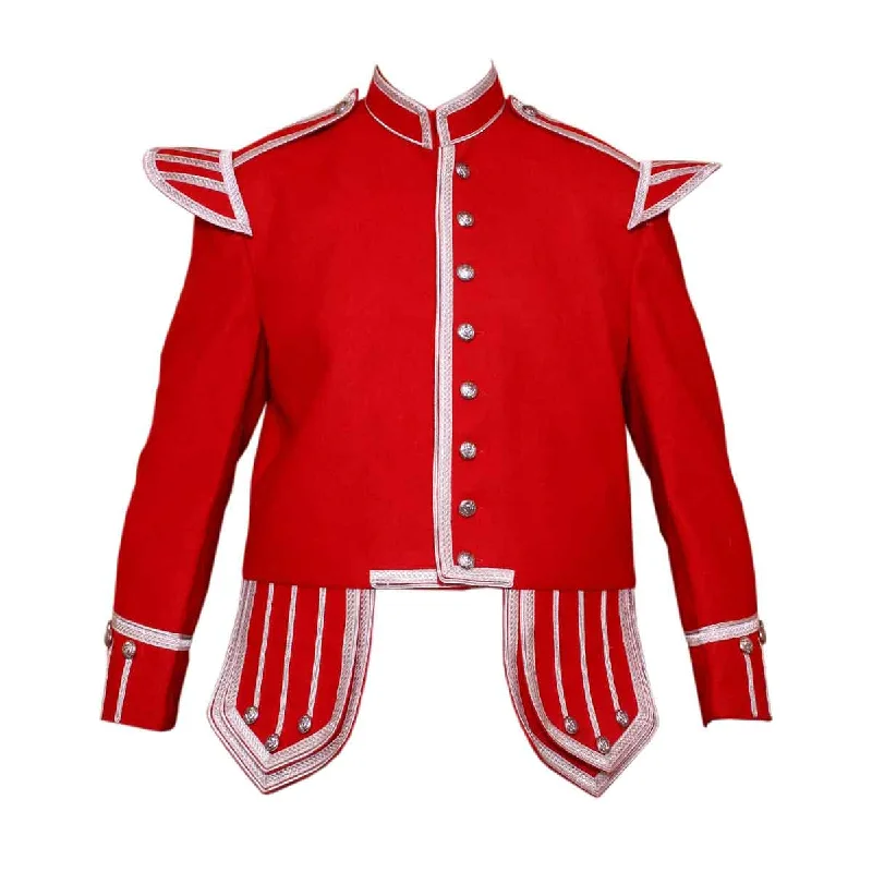Deal Explosion Red Doublet Blazer Wool With Silver Braid And Trim