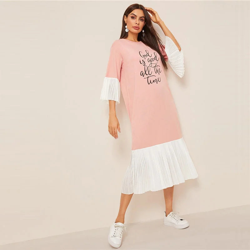 Buy More, Save More Women's Summer Casual Loose Midi O-Neck Dress With Ruffles