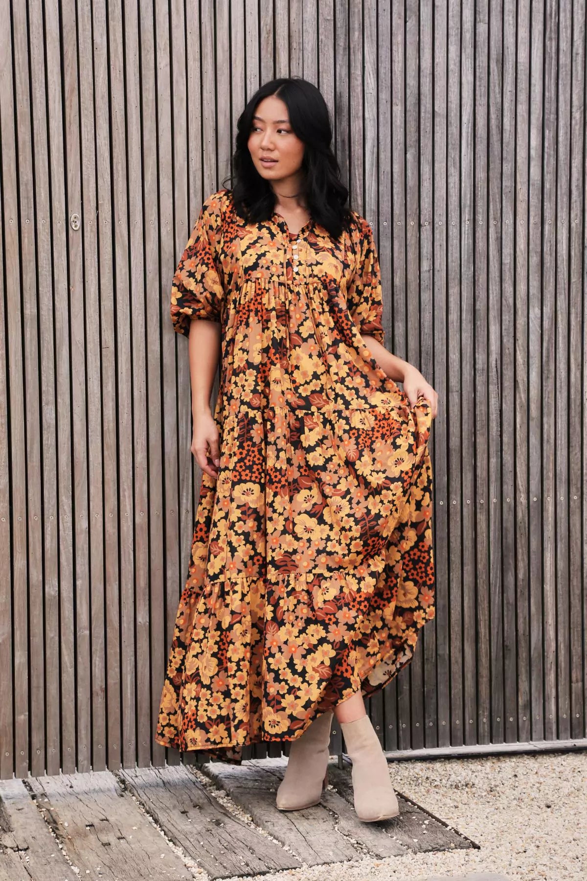 Special Savings Dilon Olivia Dress Tangerine in Cotton