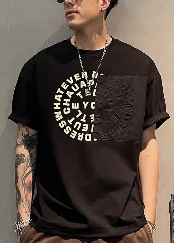 Major Savings Boutique Black O Neck Graphic Cotton Men T Shirt Summer WA014