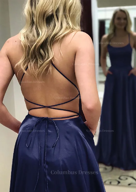 Fantastic Offers A-line Square Neckline Spaghetti Straps Long/Floor-Length Charmeuse Prom Dress With Split Fantastic Offers A-line Square Neckline Spaghetti Straps Long/Floor-Length Charmeuse Prom Dress With Split