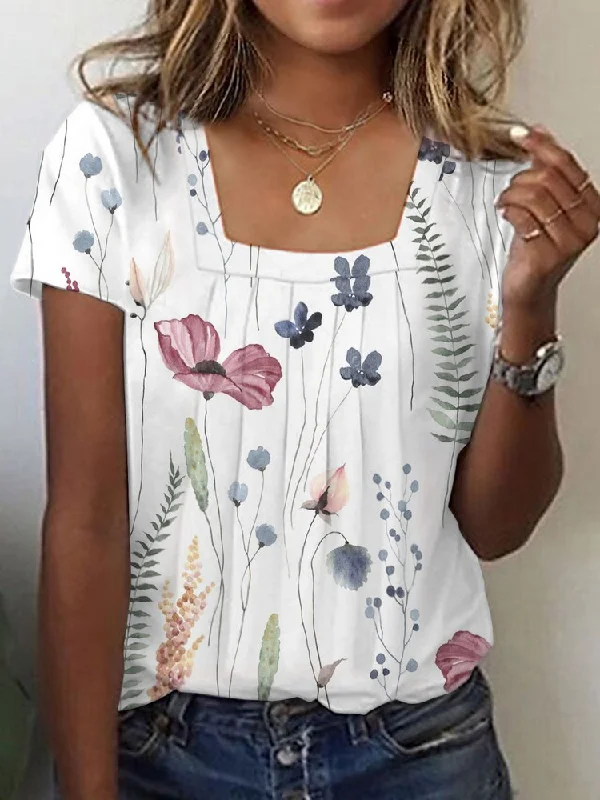 Quick Sale Casual Loose Floral T-Shirt  cc188