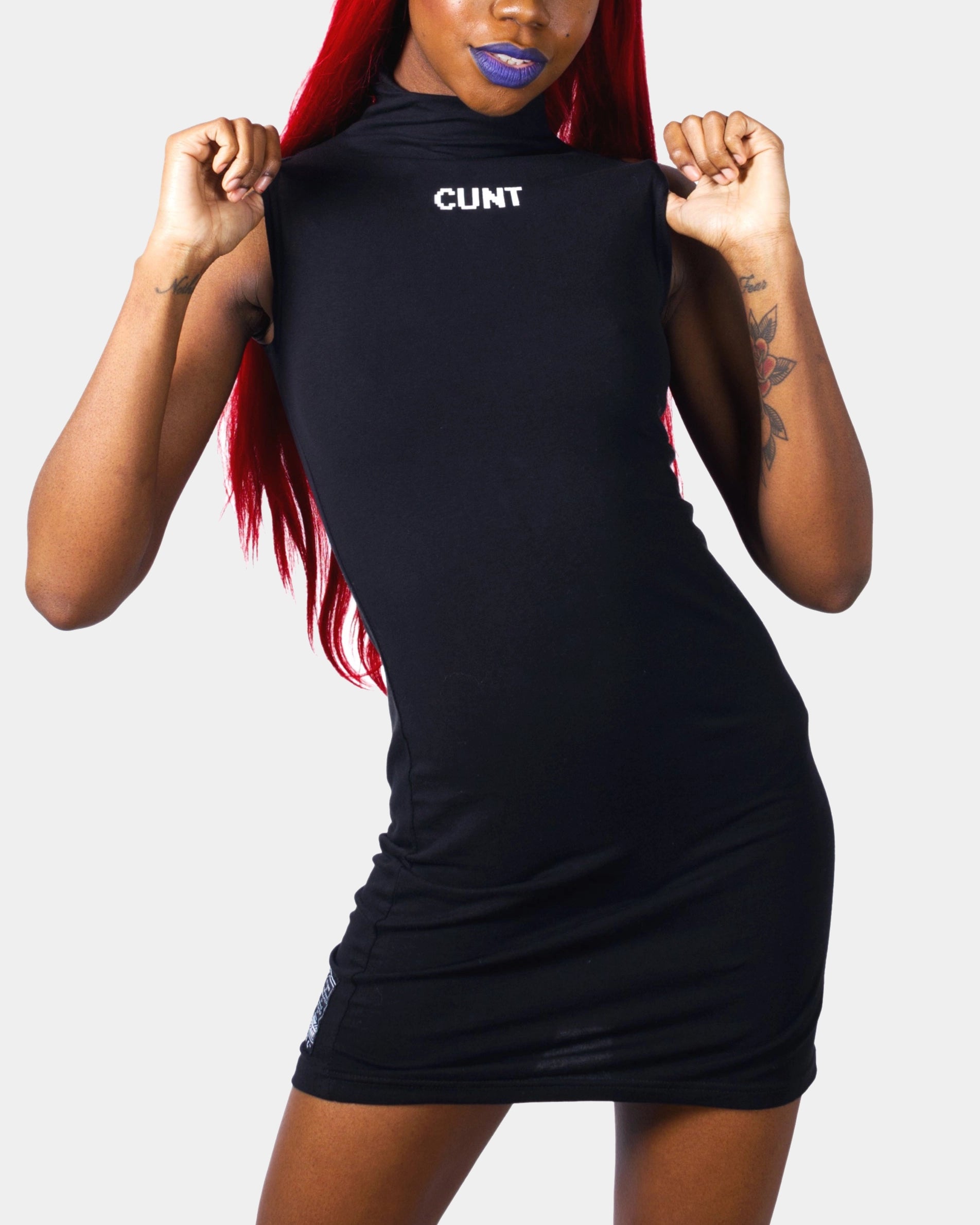 Super Bargain HIGH NECK CUNT DRESS