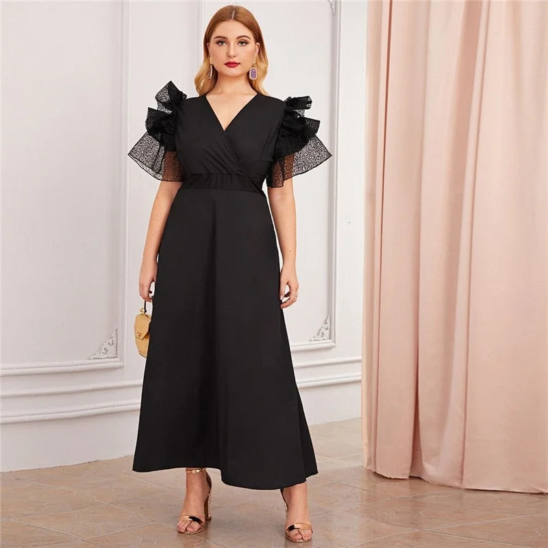 Customer Appreciation Sale Women's Summer Short-Sleeved V-Neck Maxi Dress