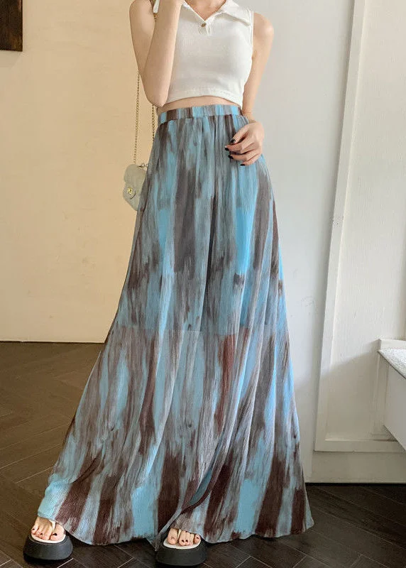 New Arrival Holiday Style Blue Tie Dye High Waist Draping Cotton Skirts Summer RL010 New Arrival Holiday Style Blue Tie Dye High Waist Draping Cotton Skirts Summer RL010