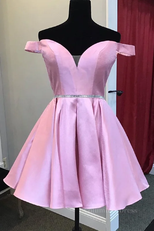 Exclusive Online Offer Off the Shoulder Pink Satin Short Corset Prom Corset Homecoming Dress with Belt, Off Shoulder Pink Corset Formal Graduation Evening Dress outfit Exclusive Online Offer Off the Shoulder Pink Satin Short Corset Prom Corset Homecoming Dress with Belt, Off Shoulder Pink Corset Formal Graduation Evening Dress outfit