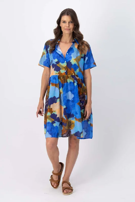 Mega Deal Fiorella Villa Dress Ocean in Seersucker