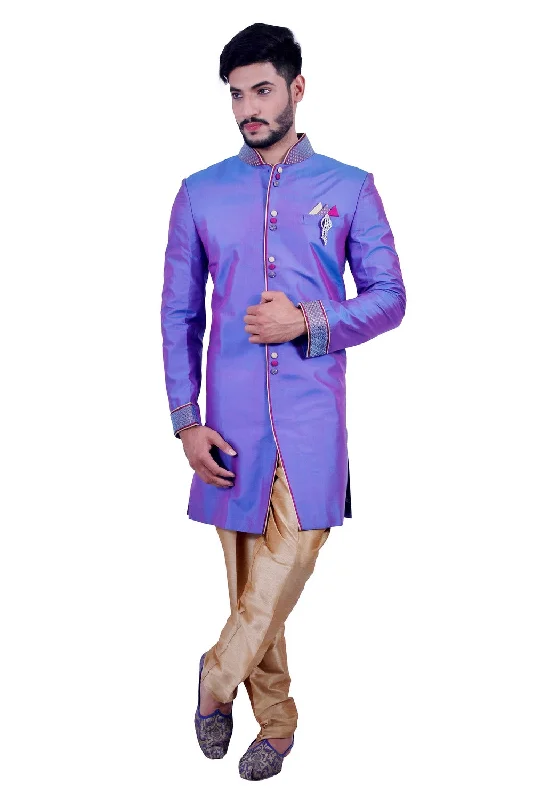 Price Cut Amethyst Indian Wedding Indo-Western Sherwani for Men