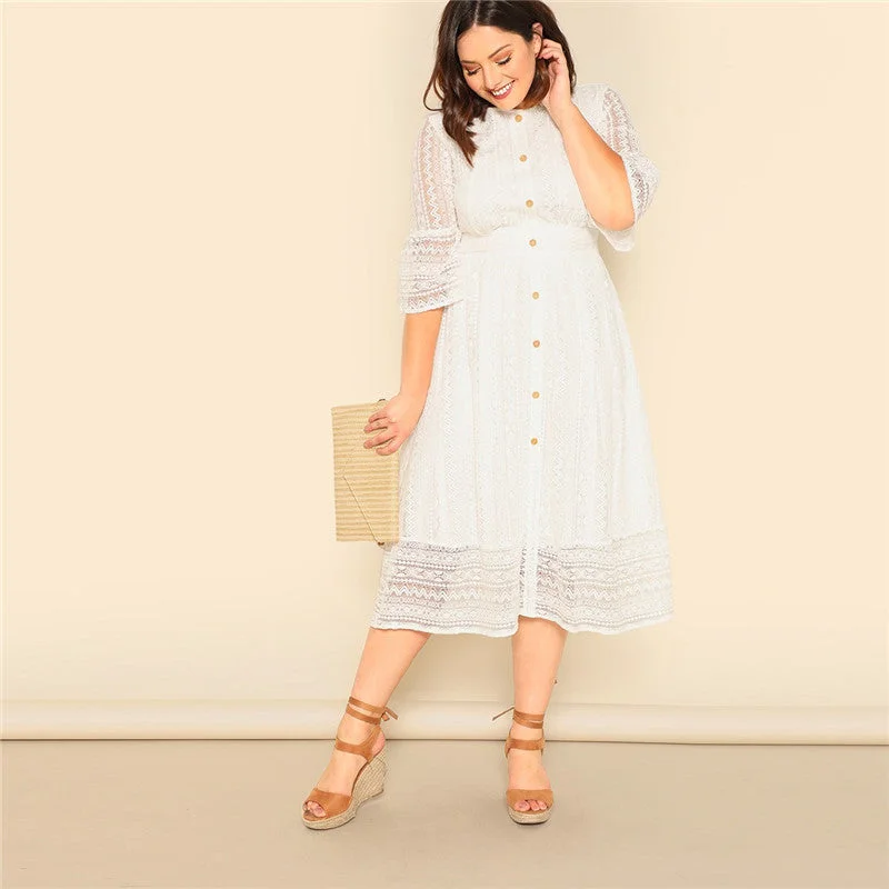 Holiday Sale Women's Summer Lace A-Line Long Dress | Plus Size