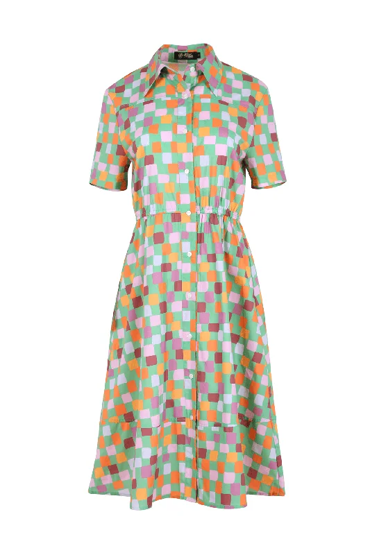 Savings Alert Pompidou Fitted Dress Fern Green in Cotton