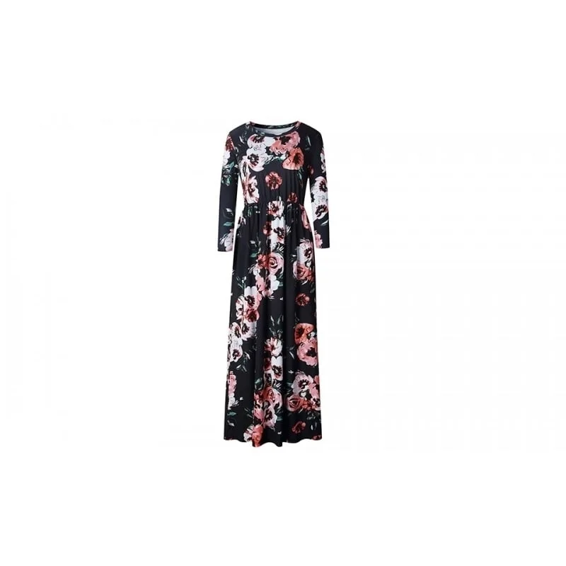 Savings Bonanza EI Contente Avellina Floral Maxi Dress - Black M (FS-L)