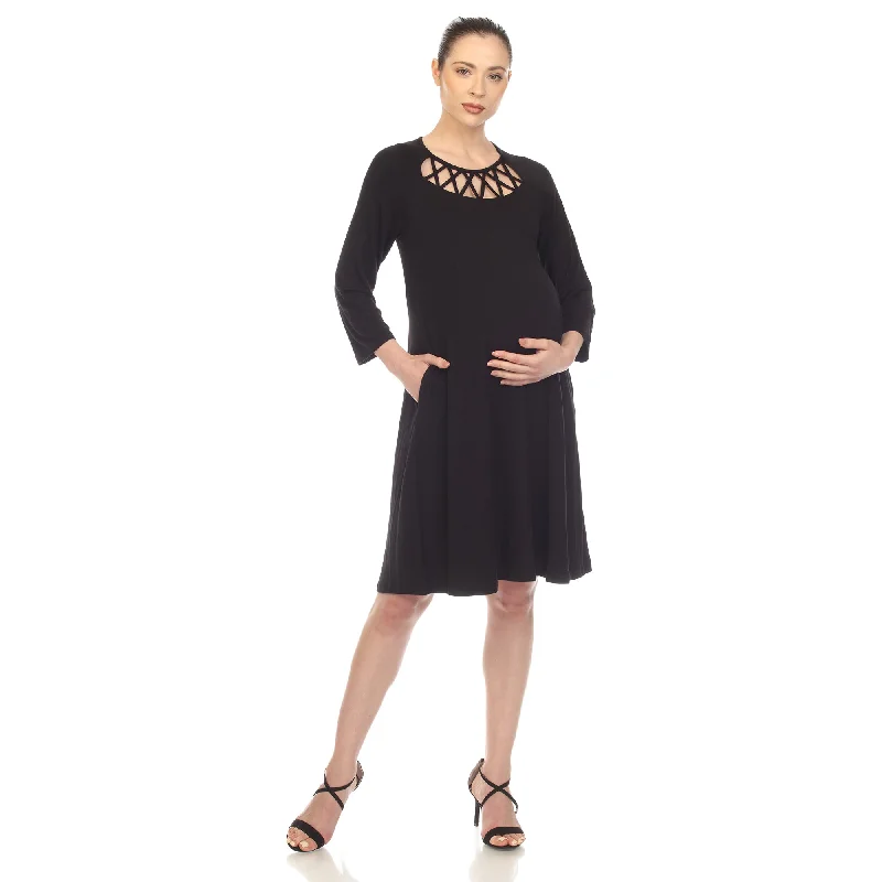 Savings Alert White Mark Womens Maternity Swing Dress Crisscross Neckline 3/4 Sleeve Plus Size Savings Alert White Mark Womens Maternity Swing Dress Crisscross Neckline 3/4 Sleeve Plus Size