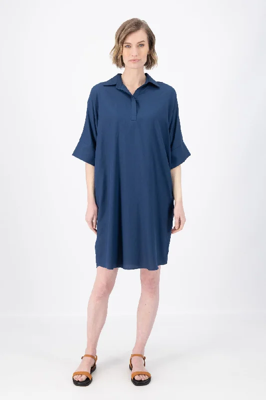 Exclusive Savings Marianna Estilo Shift Dress Navy in Cotton/Rayon