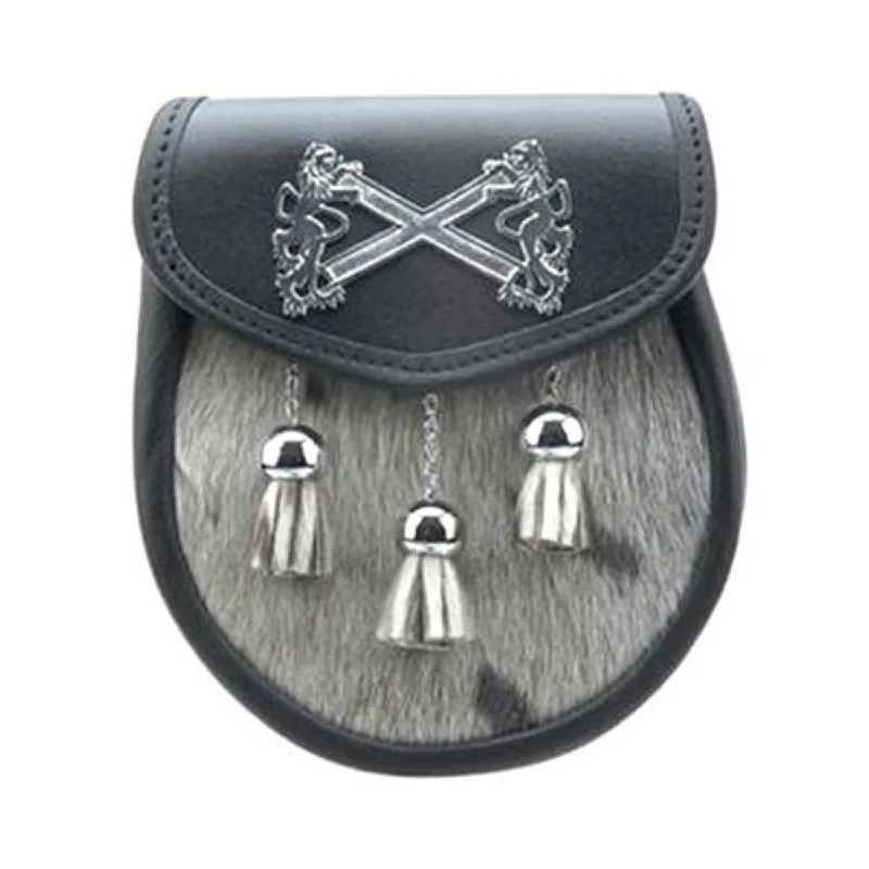 Deal of the Week Semi Dress Buffalo Skin Sporran Lion Badge With Chain Belt