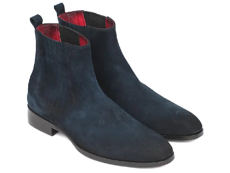 Savings Bonanza Paul Parkman Navy Suede Chelsea Boots (ID#SD875NVY)
