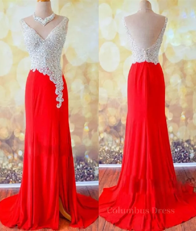 Year-End Clearance Custom Made A Line V Neck Backless Sequins Red Corset Prom Dresses, Red Evening Dresses outfit Year-End Clearance Custom Made A Line V Neck Backless Sequins Red Corset Prom Dresses, Red Evening Dresses outfit