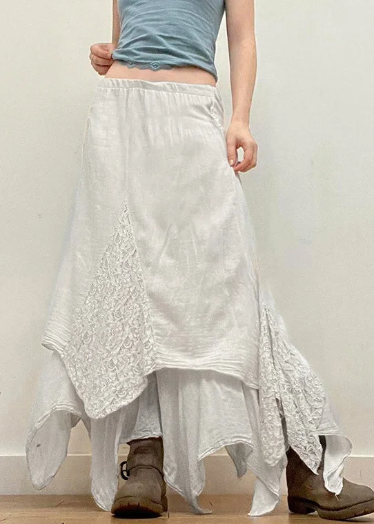 Exclusive Online Offer Bohemian White Asymmetrical Lace Patchwork Skirts Summer QC034 Exclusive Online Offer Bohemian White Asymmetrical Lace Patchwork Skirts Summer QC034