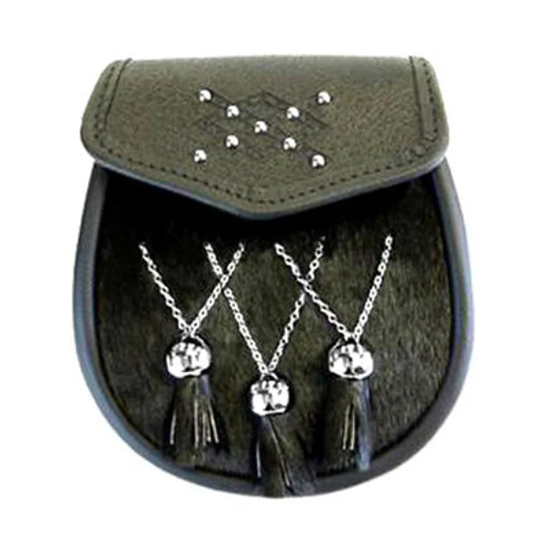 Clearance Items Semi Dress Sealskin Sporran 3 Tassels V Shape With Chain Belt
