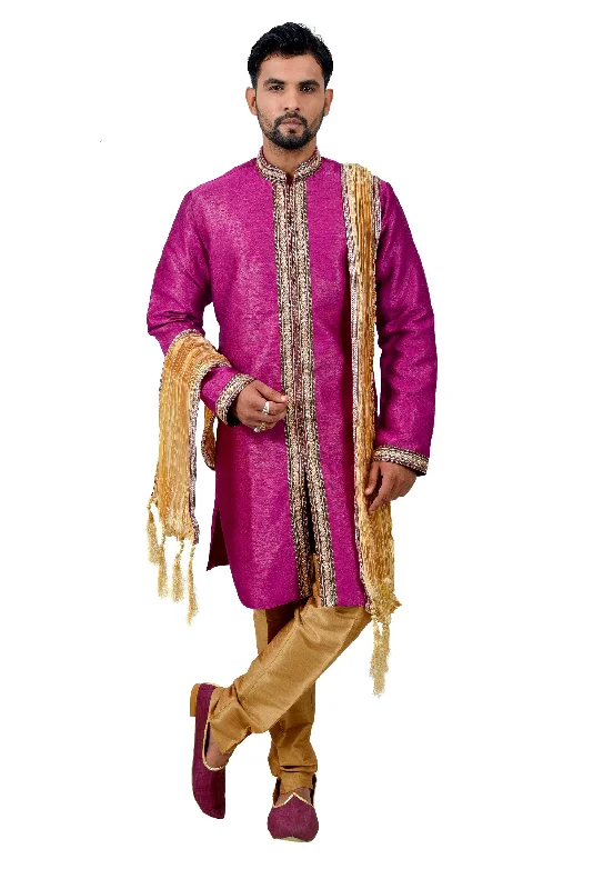 Discount Deals Neonpurple Silk Traditional Indian Wedding Indo-Western Sherwani for Men Discount Deals Neonpurple Silk Traditional Indian Wedding Indo-Western Sherwani for Men