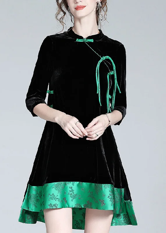Unmissable Offer Sexy Black Stand Collar Print Low High Design Silk Velour Maxi Dresses Long Sleeve AC3054 Unmissable Offer Sexy Black Stand Collar Print Low High Design Silk Velour Maxi Dresses Long Sleeve AC3054