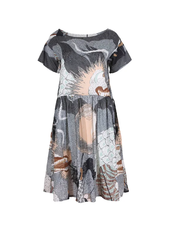 Major Savings Festival Drop Waist Dress Caramel in Cotton