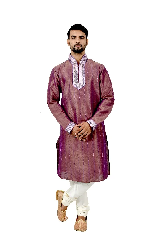 Flash Deals Indian Traditional Silk Brown Kurta Pajama for Men