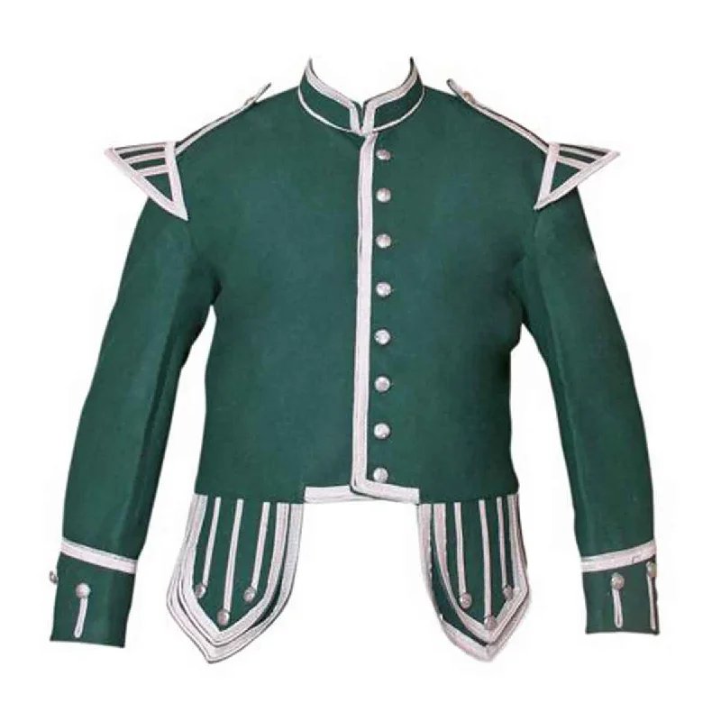 Discount Extravaganza Forest Green Doublet Blazer Wool Silver Braid And Trim