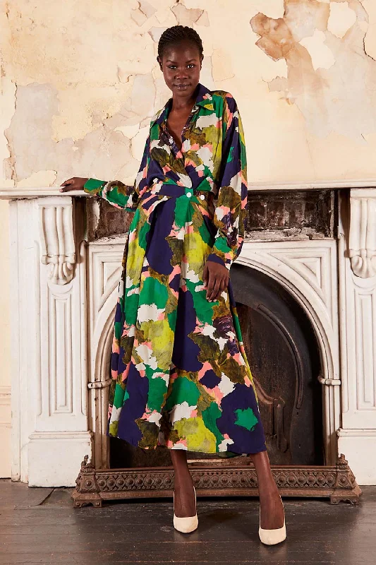 Online Only Fiorella Parisian Midi Wrap Dress Forest in Viscose