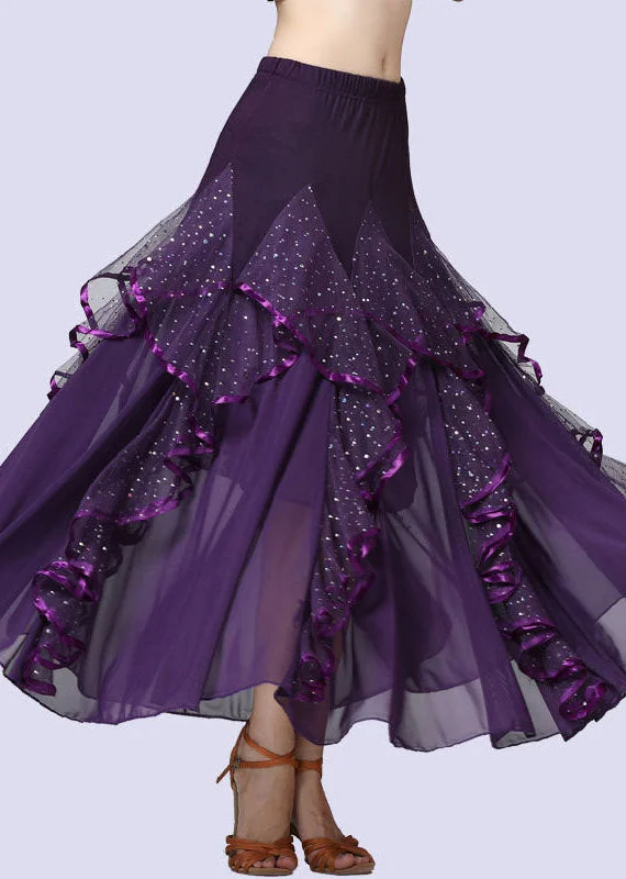 Discount Deals Fashion Purple Wrinkled Tulle Patchwork Sequins Cotton Skirts Summer AZ1001 Discount Deals Fashion Purple Wrinkled Tulle Patchwork Sequins Cotton Skirts Summer AZ1001