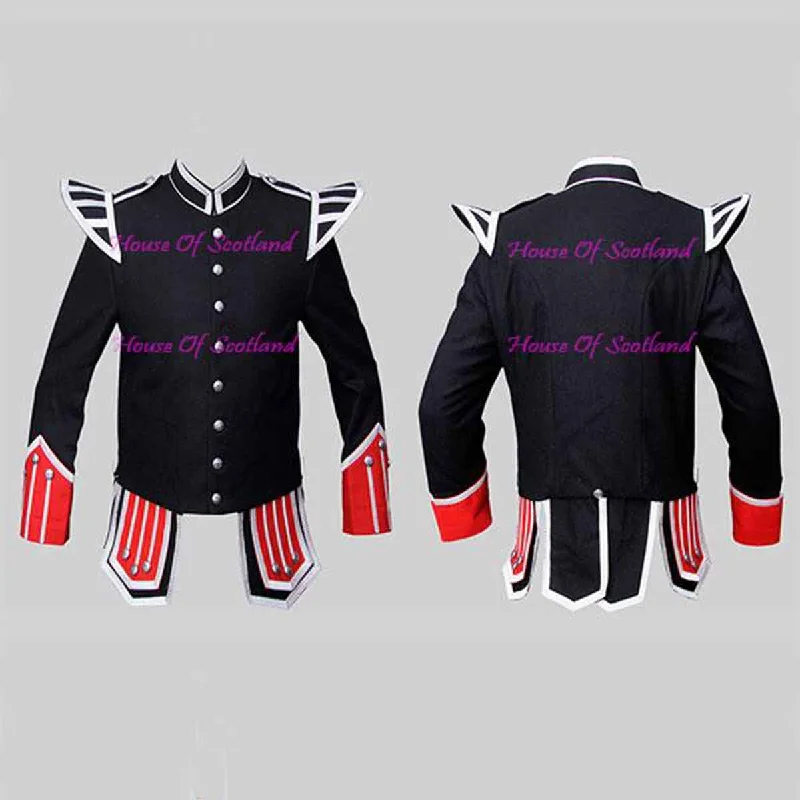 Lowest Price Black Military Doublet Blazer Wool Red Cuffs And Flaps Silver Braid