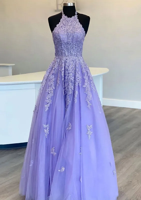 Limited Stock Princess Halter Long/Floor-Length Lace Tulle Corset Prom Dress With Appliqued Beading outfit Limited Stock Princess Halter Long/Floor-Length Lace Tulle Corset Prom Dress With Appliqued Beading outfit