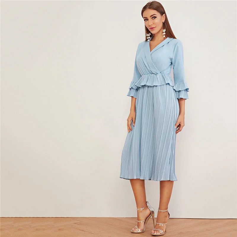 Weekend Special Women's Summer A-Line Flounce-Sleeved High-Waist Dress