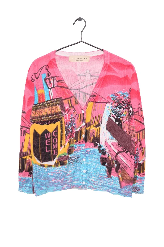 Can't Be Beat 1980s City All-Over Cardigan