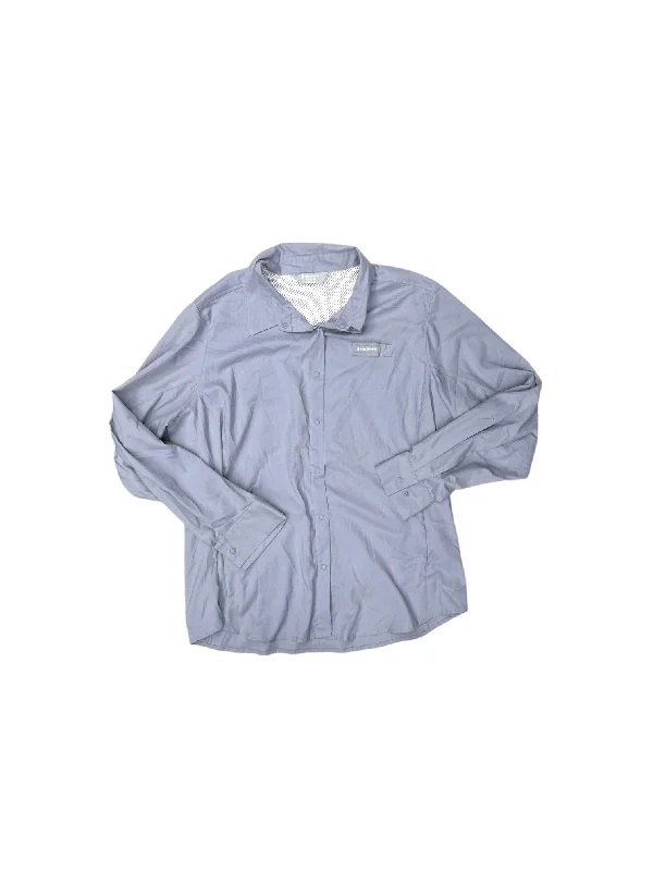 Don't Wait Athletic Top Long Sleeve Collar By Free Country In Purple, Size: 2x