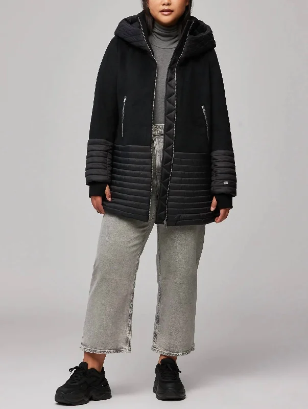 Markdown Madness Avery Mixed Media Coat In Black