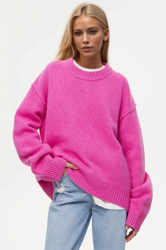 New Markdowns Basic Bae Round Neck Dropped Shoulder Sweater